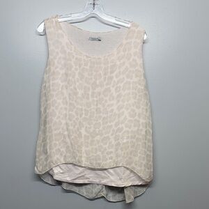 Tendenze Italian Silk Animal Print Sequins Layered Cream Women's Blouse